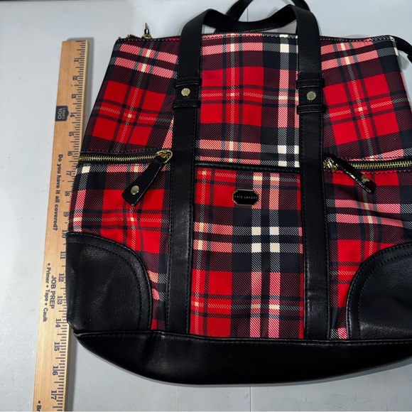 Kate Landry Red &‎ Black Plaid Backpack Shoulder Bag Purse  Moveable Straps - Picture 6 of 8